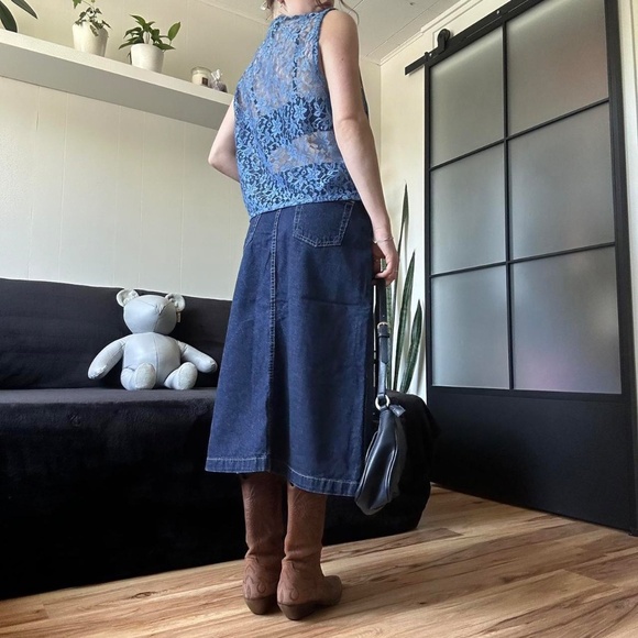 Vintage 90s Sheer Blue Lace Vest - Picture 4 of 8